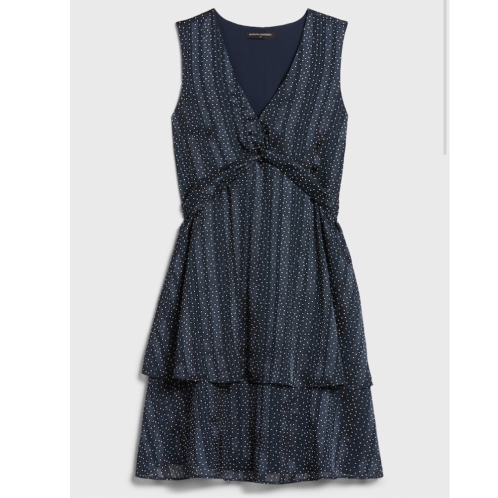 Banana Republic Ruffle Navy dot print Dress size 0